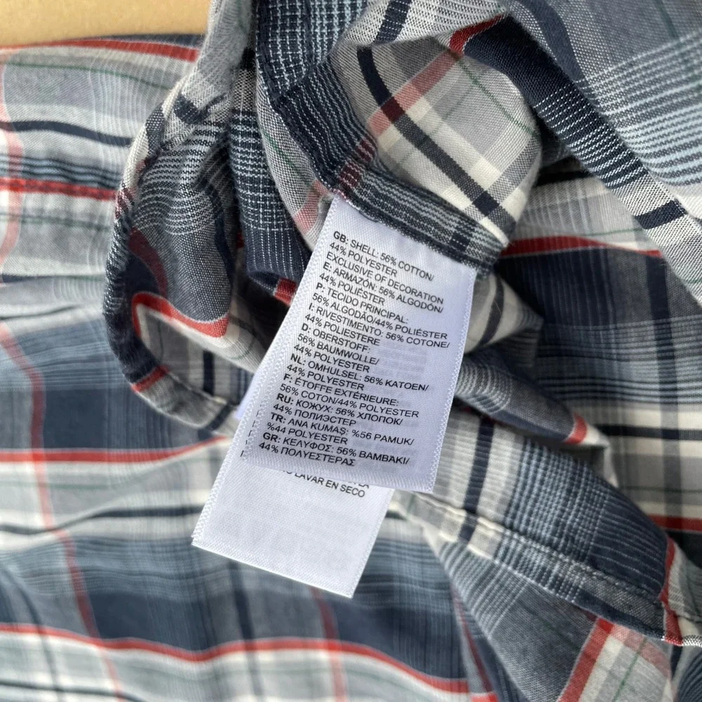 The North Face Plaid Button Up Mens XL Blue Casual Hiking Short Sleeve Shirt